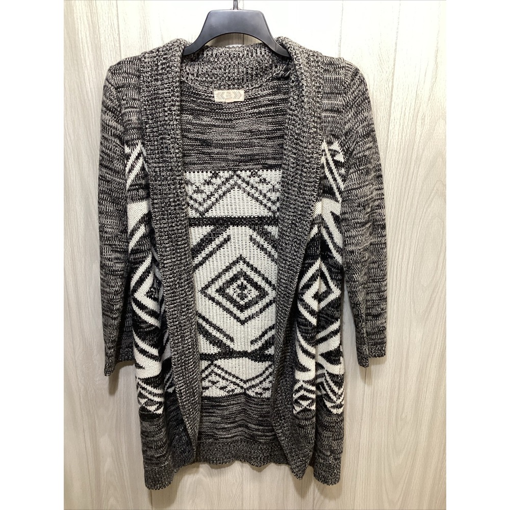 PINK ROSE Women's (Size 1X) Long Sleeve Open Front Heavy Cardigan Sweater Aztec
